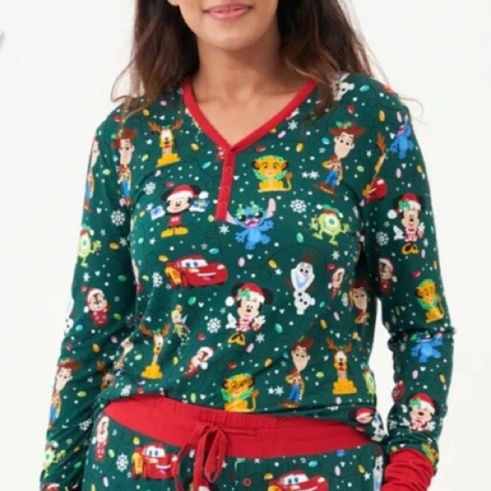 Little Sleepies Disney Christmas Parade Women’s Pajama Long sleeve top size M NW
